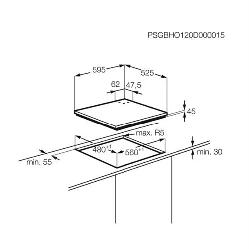 Placa a Gás Natural AEG HGB64423UZ | 60 cm | 4 Zonas | Aço Inoxidável Online Hot Sale