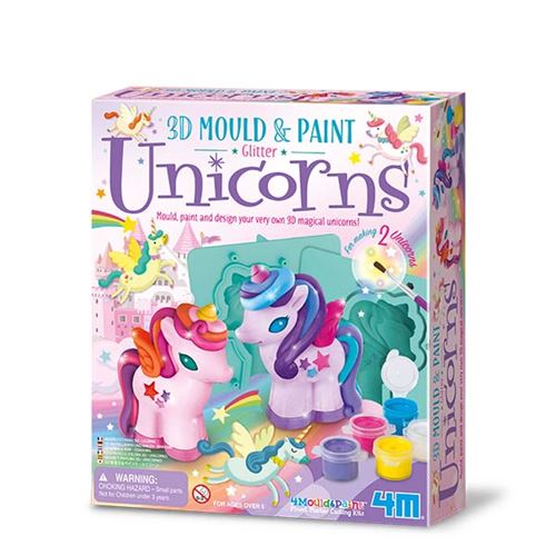 Unicórnios 3D para Moldar e Pintar - Glitter Magical Unicorns - 4M | Sig Toys Online