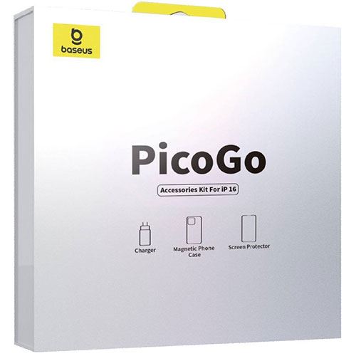 Kit Baseus PicoGo para iPhone 16 Pro Max - Capa + Película + Carregador GaN 45 on Sale