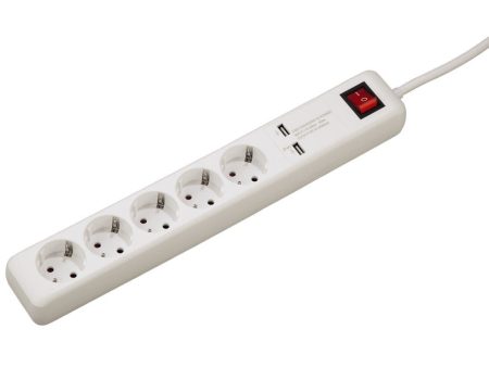 Extensão Elétrica Hama 5 Tomadas com Interruptor 2USB 1.5m (137201) Online now