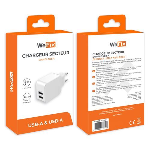 Carregador 2x USB WeFix - Branco Cheap