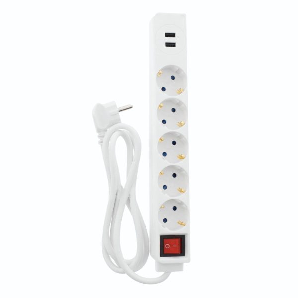 Extensão Elétrica Hama 5 Tomadas + 2 USB 1,4m (137350) Branco Discount