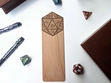 Bookmark - Wooden Engraved D20 on Sale